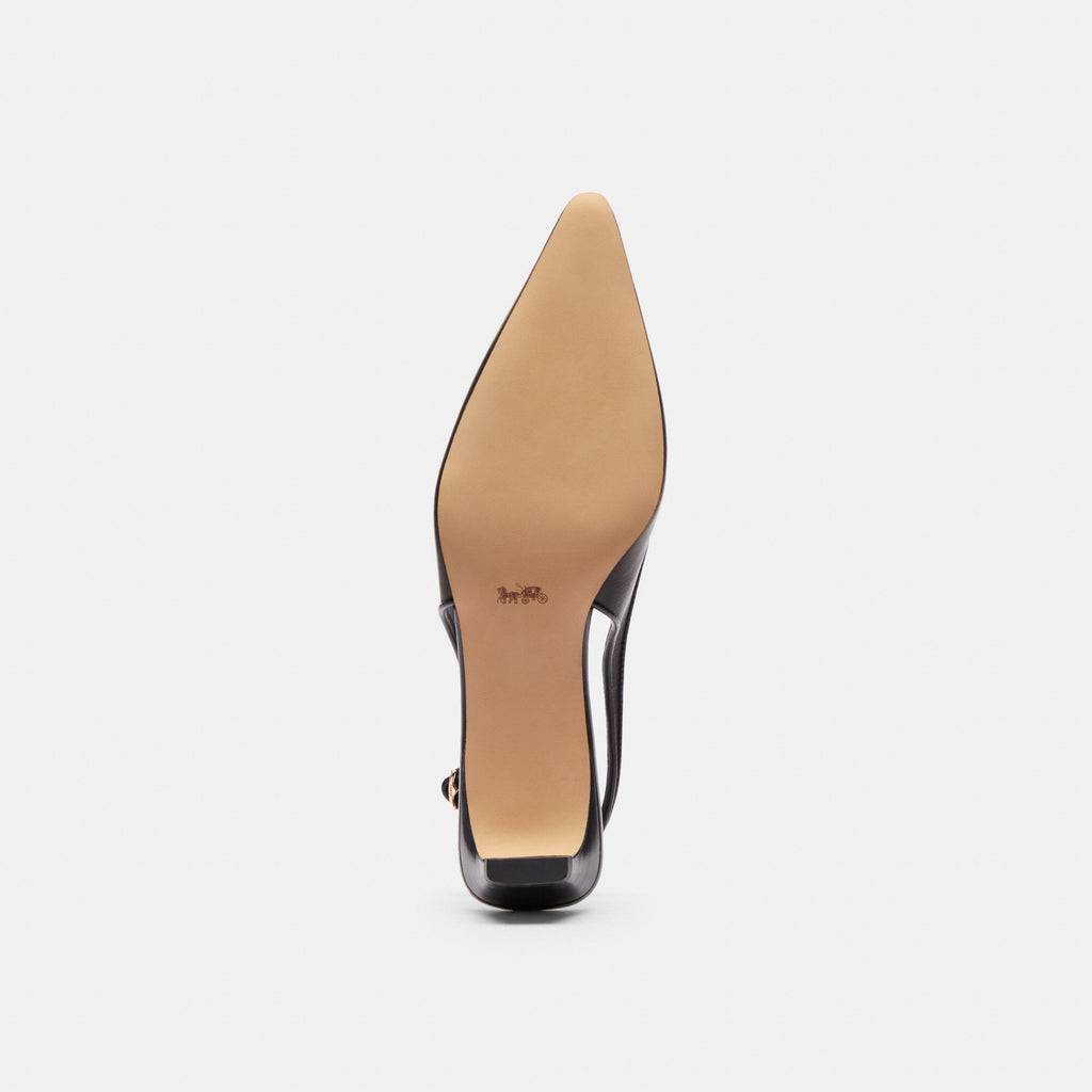 Coach Bow Slingback Heel In Loved Leather - Black Brown (Women's)
