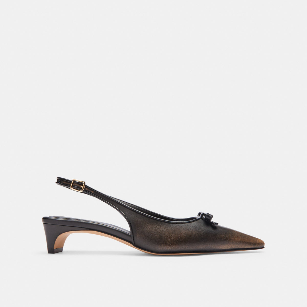 Coach Bow Slingback Heel In Loved Leather - Black Brown (Women's)