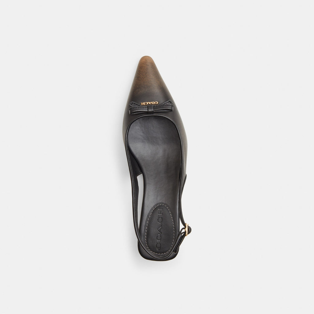 Coach Bow Slingback Heel In Loved Leather - Black Brown (Women's)