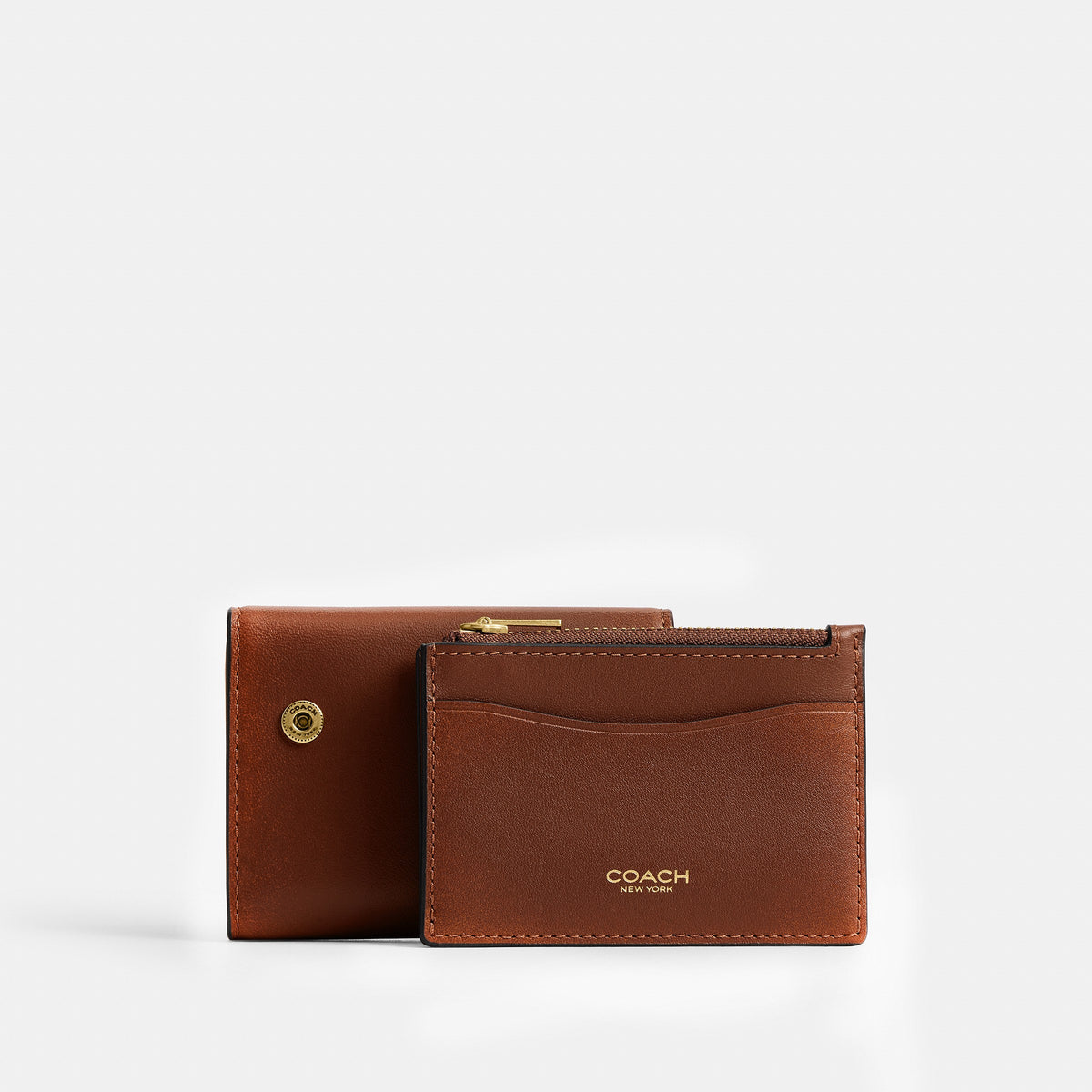 Coach Essential Card Holder Wallet In Loved Leather - Brass/Brown (4)