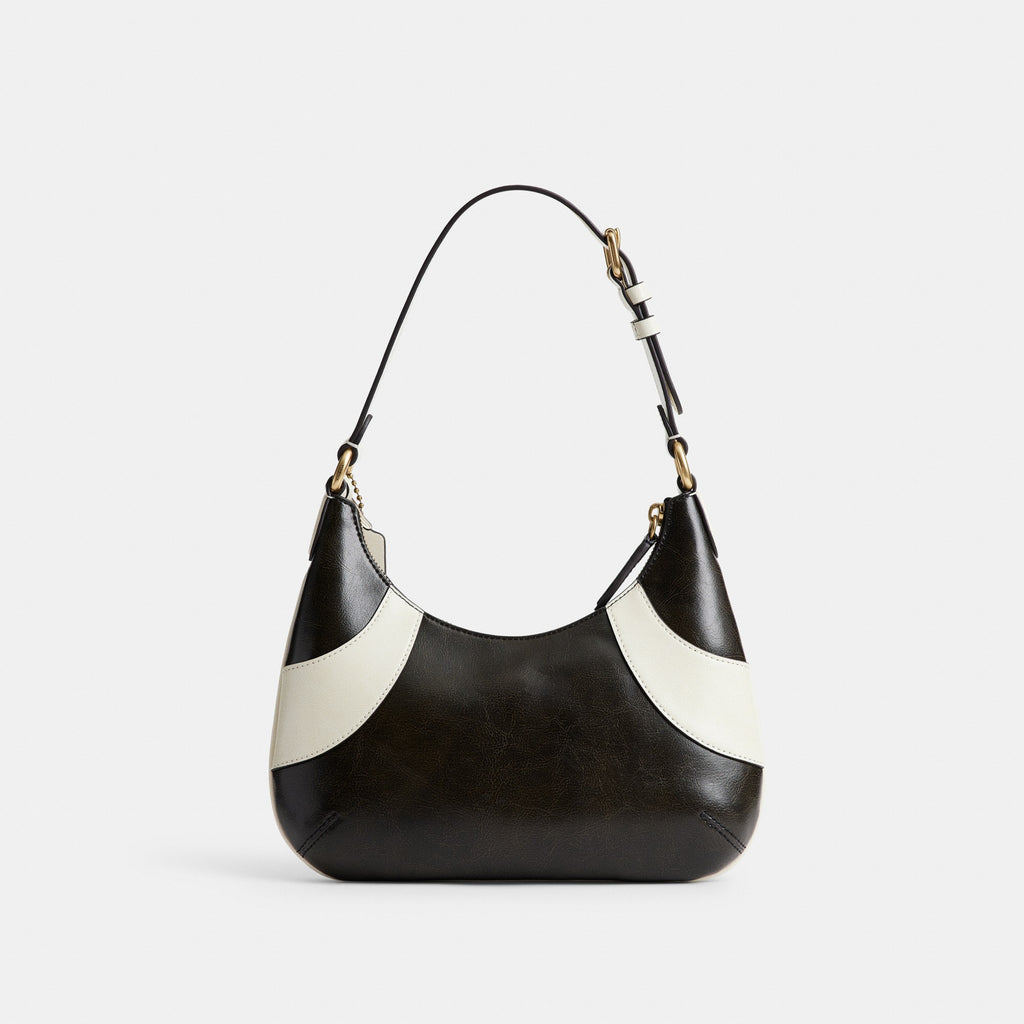 Coach Bowling Flat Hobo Shoulder Bag - Black & White (Women's)