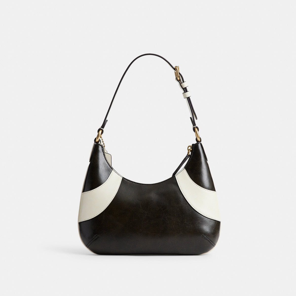 Coach Bowling Flat Hobo Shoulder Bag - Black & White (Women's)