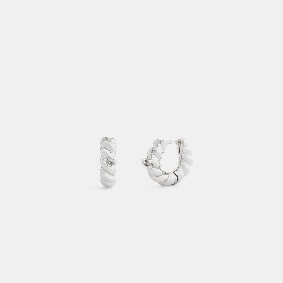 Coach Signature Mini Huggie Earrings - Silver (Women's)