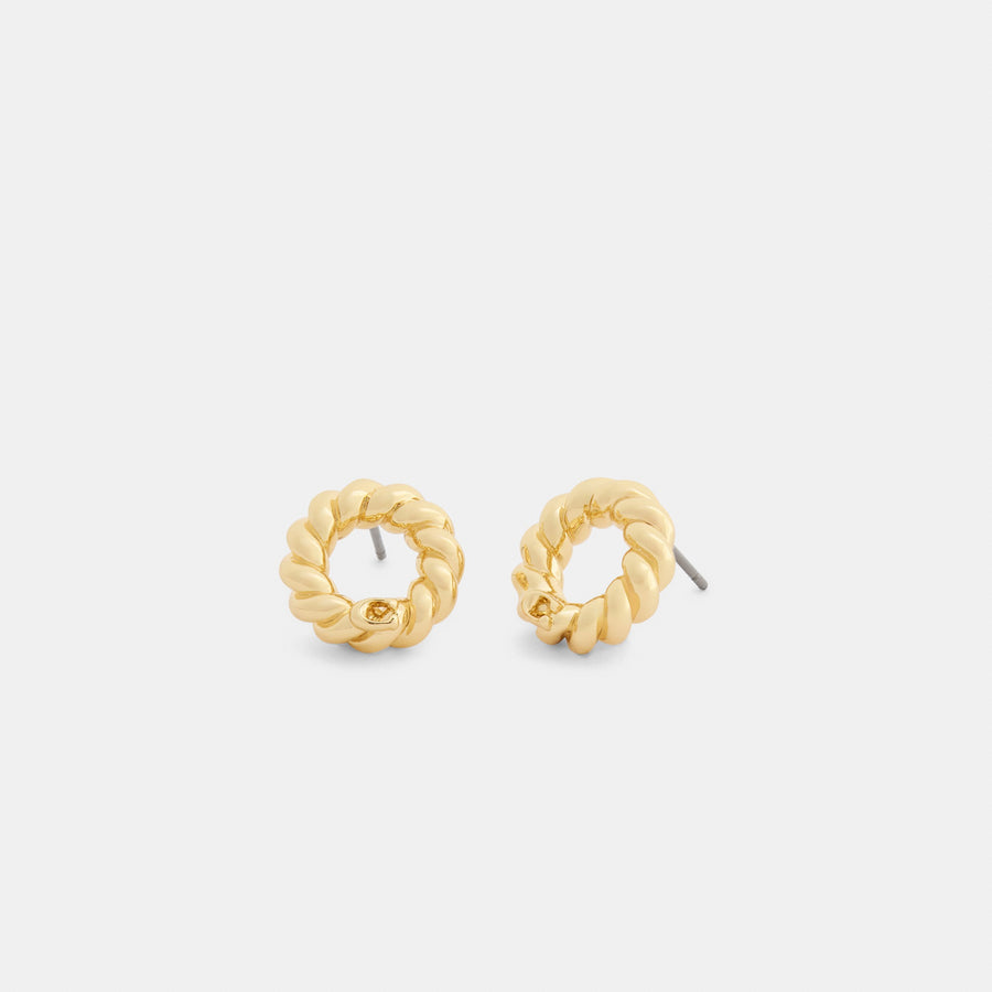 Coach Signature Circle Stud Earrings - Gold (Women's)