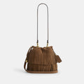 Coach Faye Mini Drawstring Bag With Fringe - Gold/Cedar (Women's)