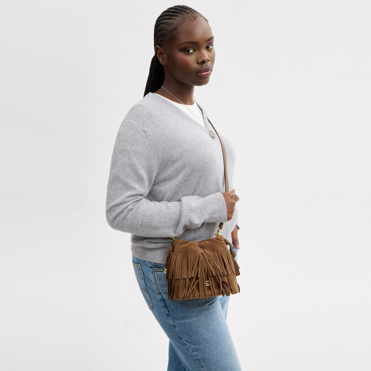 Coach Faye Mini Drawstring Bag With Fringe - Gold/Cedar (Women's)