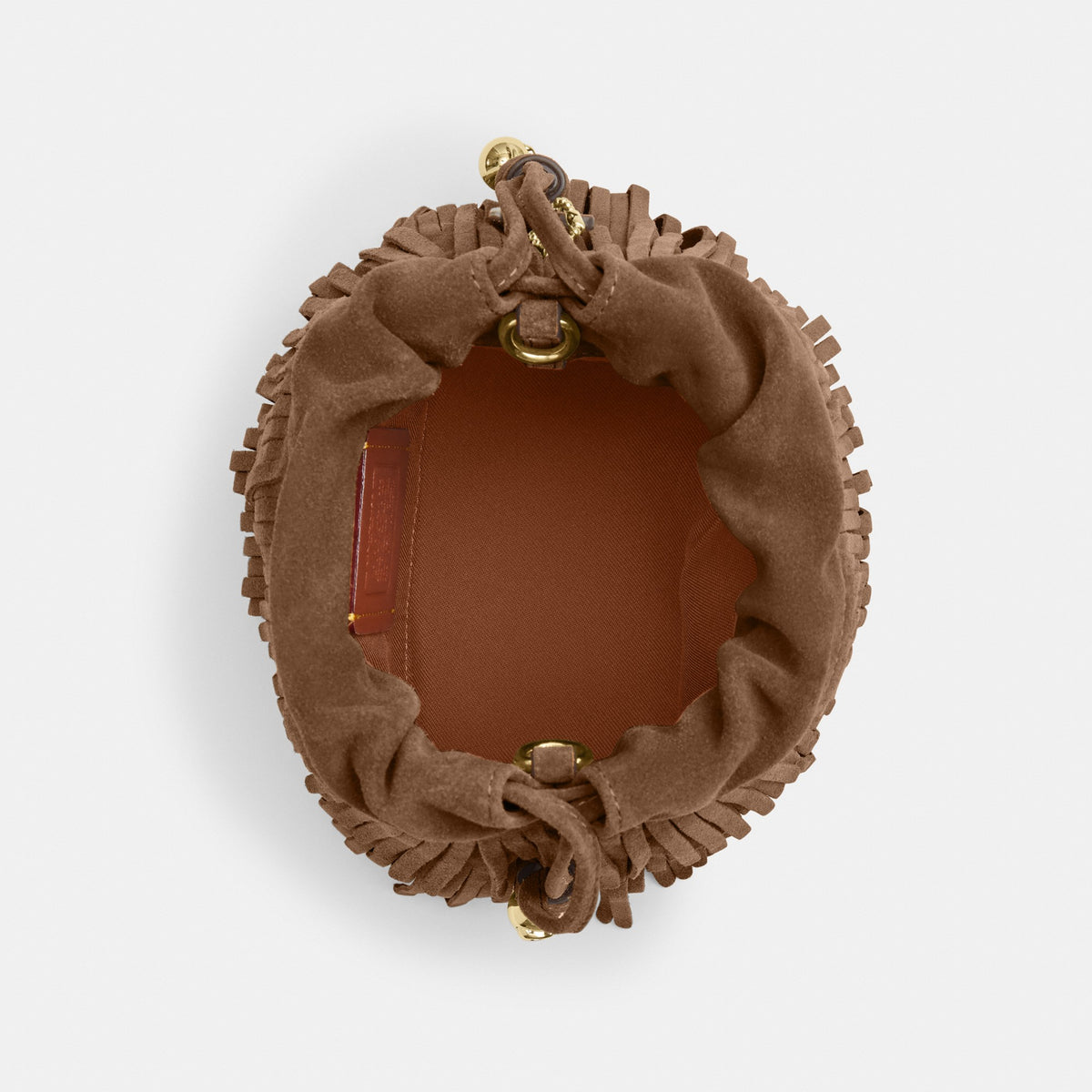Coach Faye Mini Drawstring Bag With Fringe - Gold/Cedar (Women's)