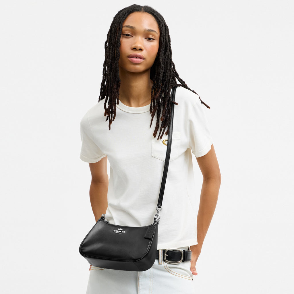 Coach Soft Teri Shoulder Bag - Silver/BLACK (Women's)