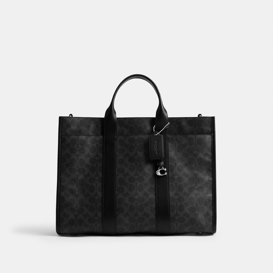 Coach Wesley Tote In Signature UpcraftedLeather - Black Signature (Men's)