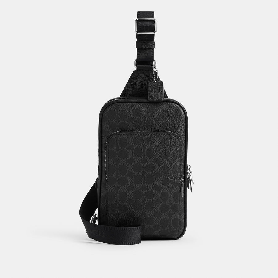 Coach Felix Sling Bag In Signature UpcraftedLeather - Black Signature (Men's)
