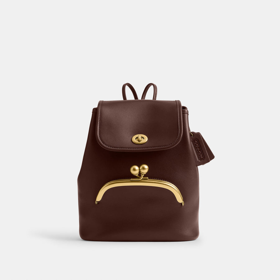 Coach Kisslock Backpack - Brass/Maple (Women's)
