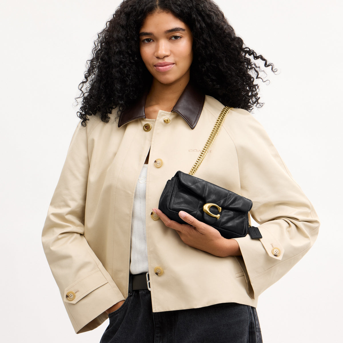 Coach Tabby Shoulder Bag 20 With Quilting - Brass/Black (8)