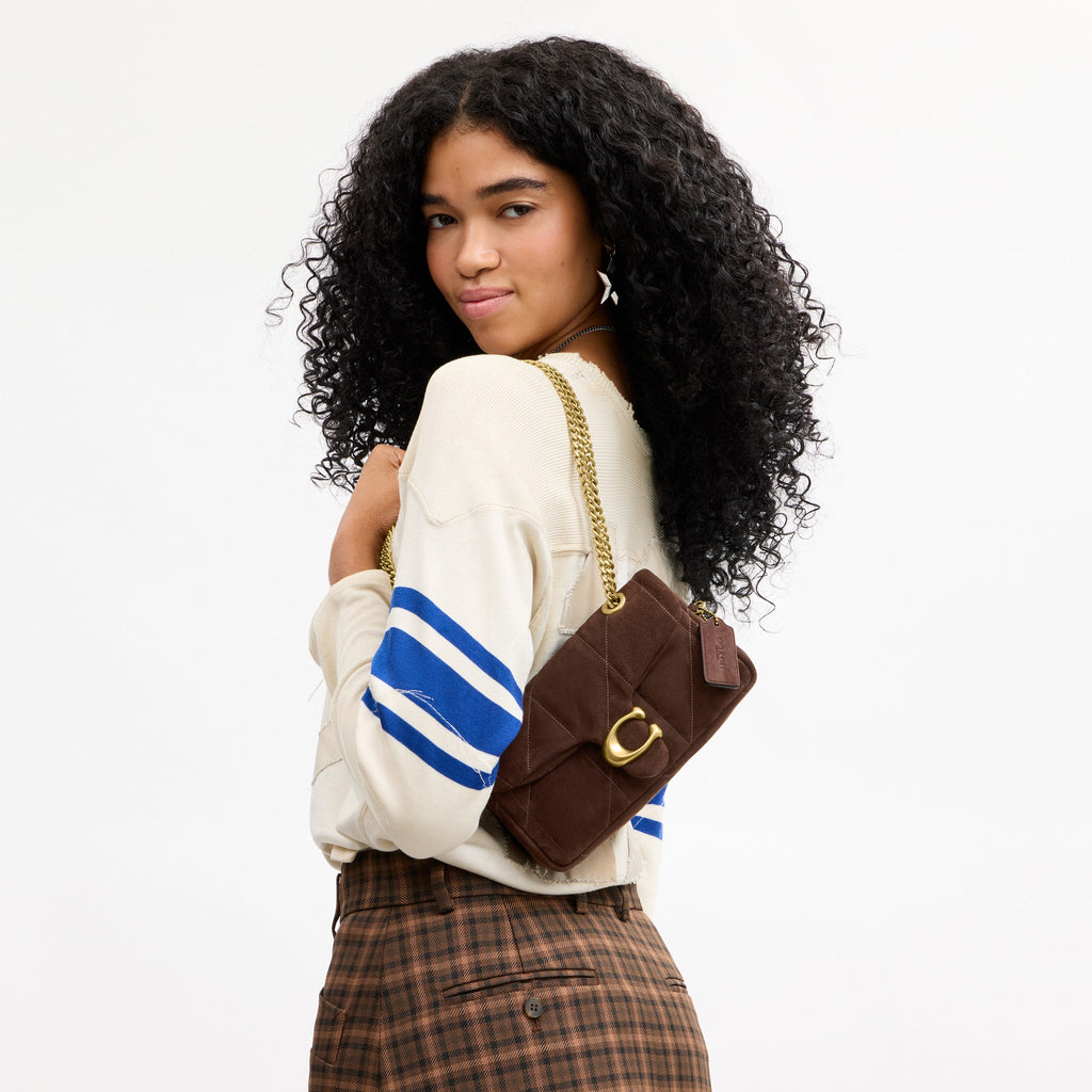Coach Tabby Shoulder Bag 20 With Quilting - Brass/Dark Chocolate (8)