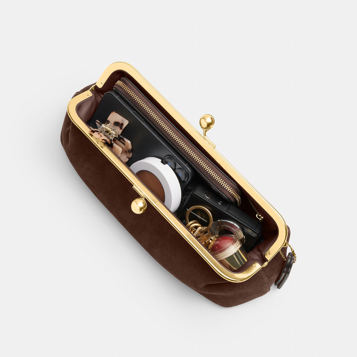 Coach Kisslock Frame Bag 30 - Brass/Dark Chocolate (7)
