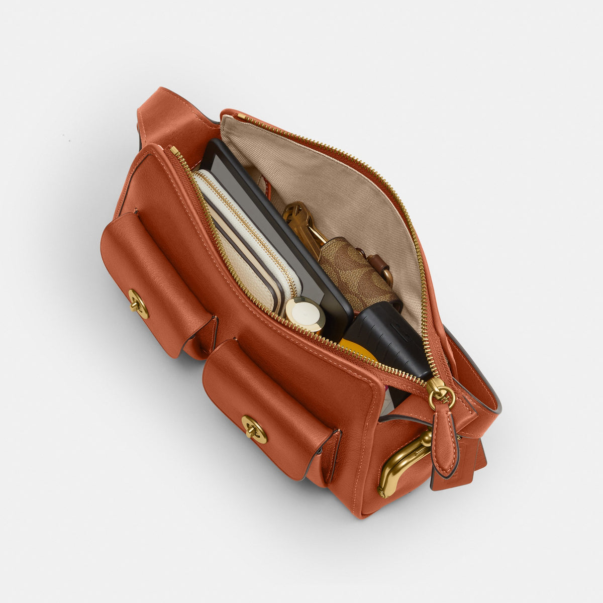 Coach Turnlock Haversack Bag 27 - Brass/Amber Brown (Women's)