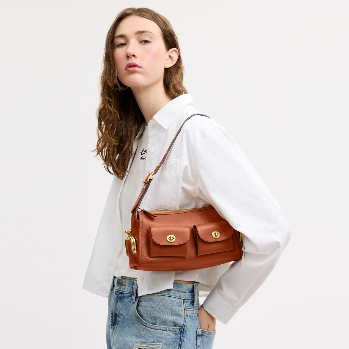 Coach Turnlock Haversack Bag 27 - Brass/Amber Brown (Women's)