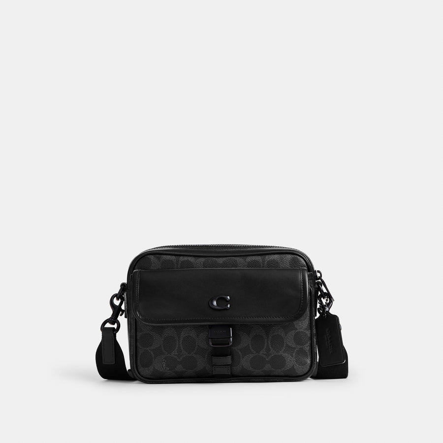 Coach Knox Camera Bag In Signature UpcraftedLeather - Black Signature (Men's)