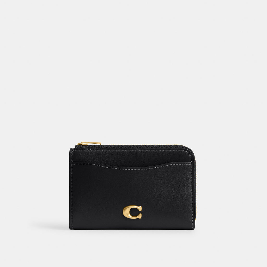 Coach Essential Key Zip Card Case - Brass/Black