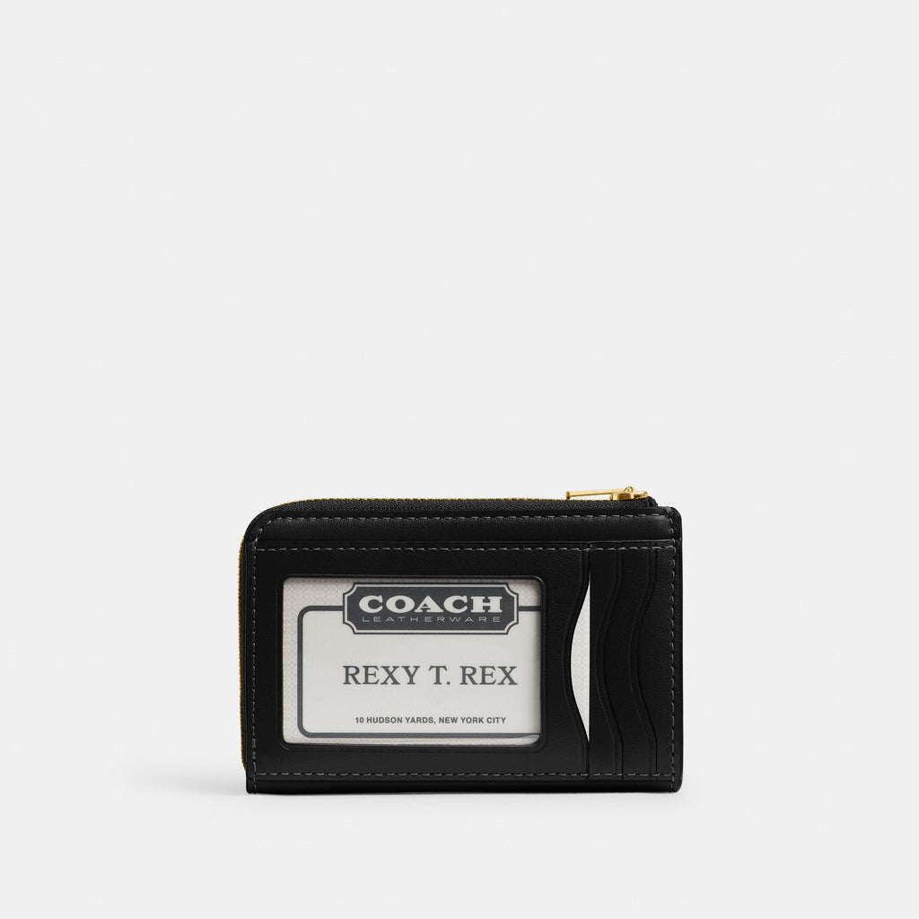 Coach Essential Key Zip Card Case - Brass/Black (4)