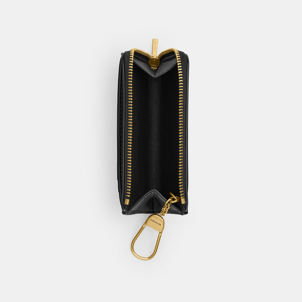 Coach Essential Key Zip Card Case - Brass/Black (2)