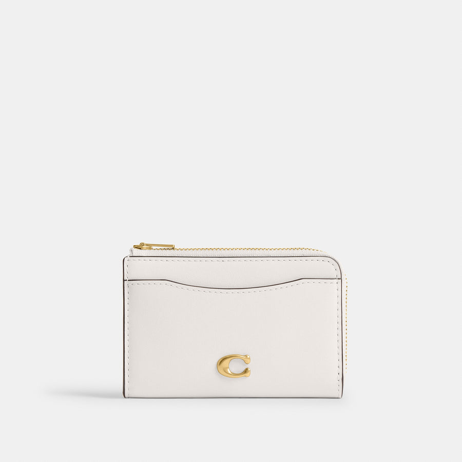 Coach Essential Key Zip Card Case - Brass/Chalk (Women's)