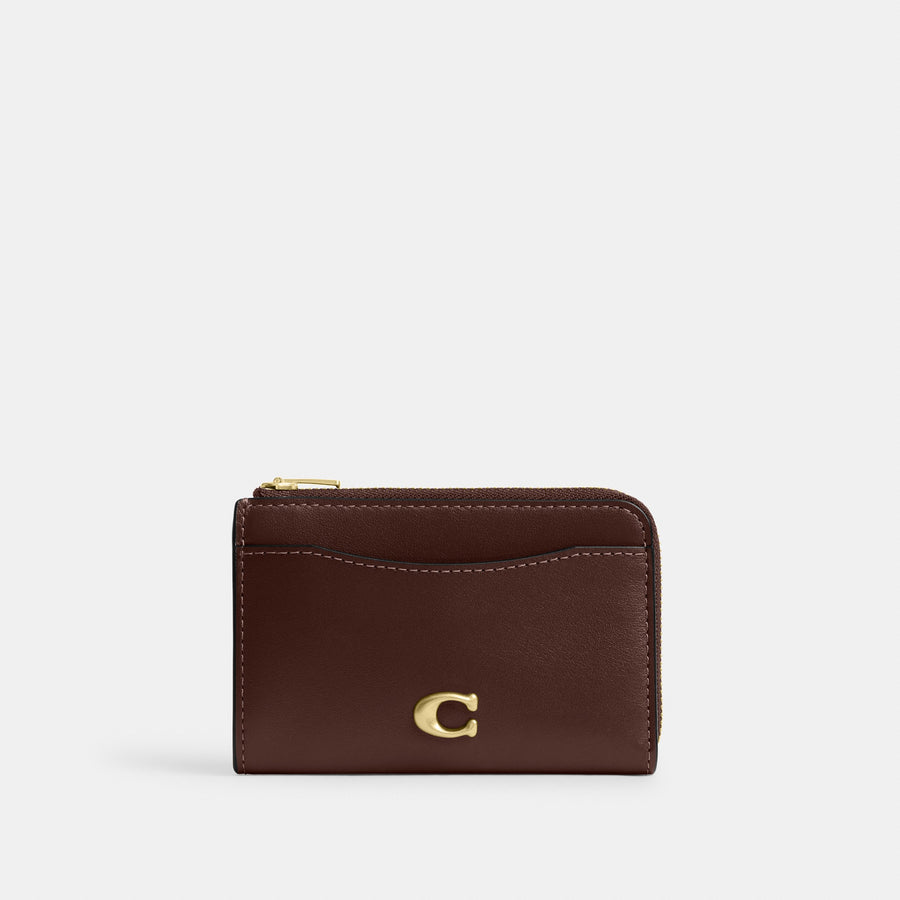 Coach Essential Key Zip Card Case - Brass/Maple (Women's)