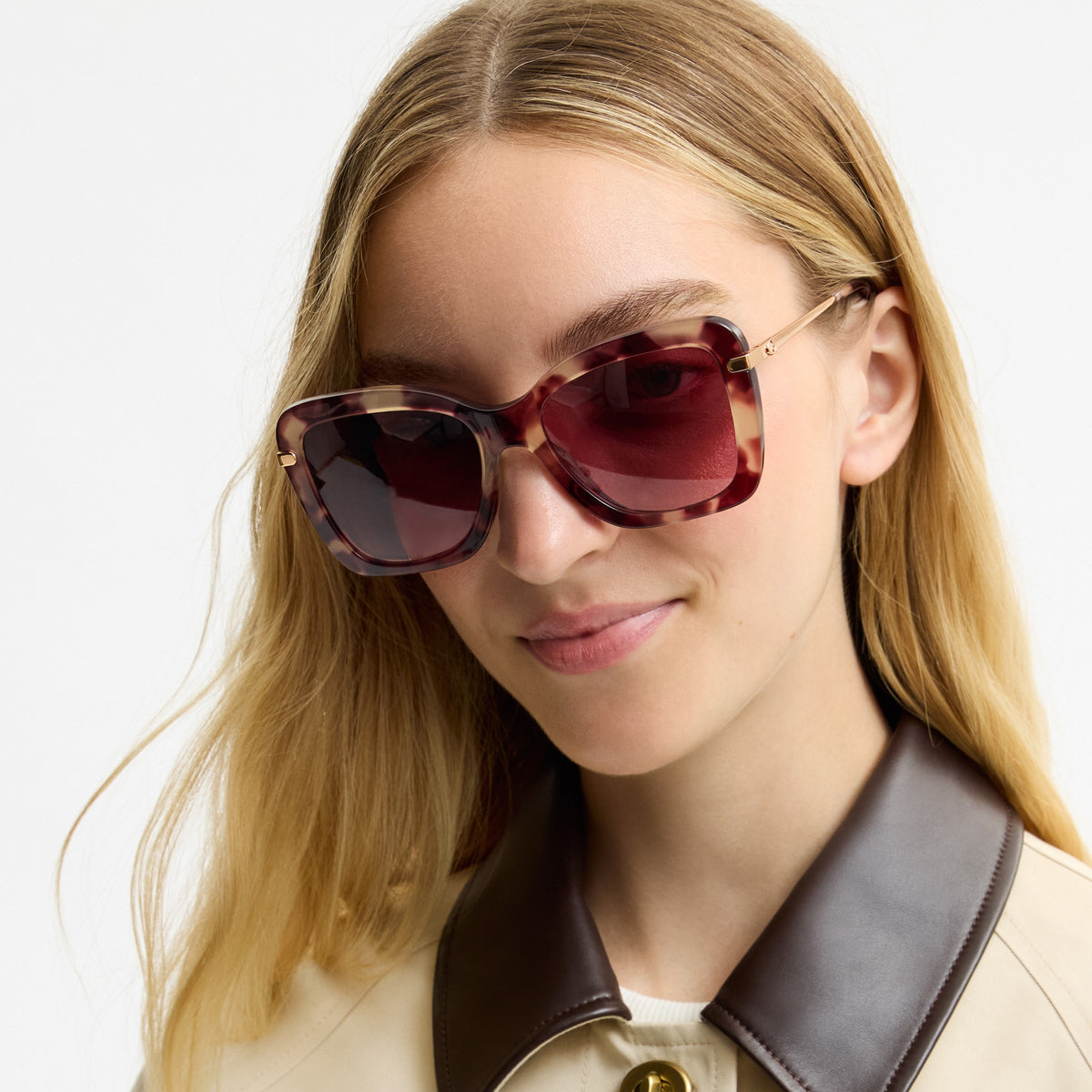 Coach C Hardware Oversized Butterfly Sunglasses - Purple Tortoise (4)