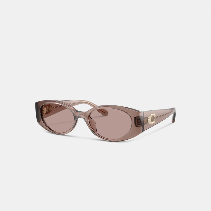 Coach Maxi Sculpted C Narrow Round Sunglasses - Transparent Champagne (Women's)