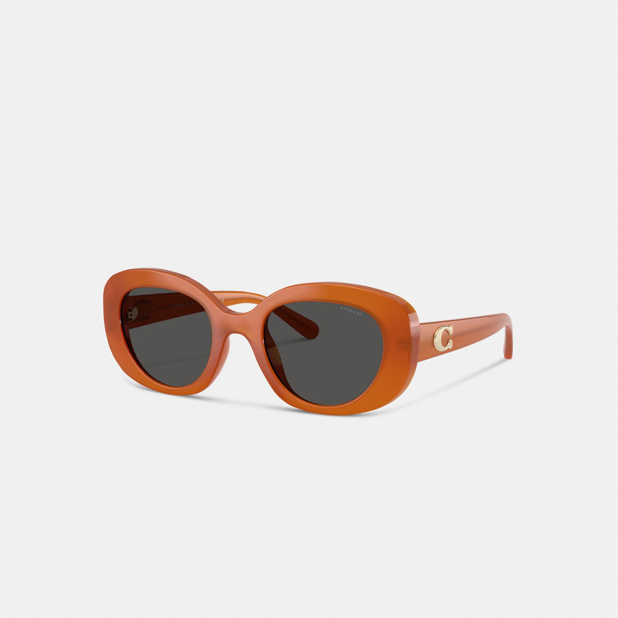 Coach Maxi Sculpted C Oversized Round Sunglasses - Milky Amber (Women's)