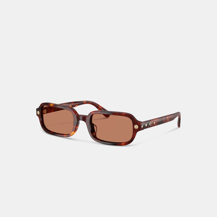Coach Charms Narrow Rectangle Sunglasses - Walnut Tortise (Women's)