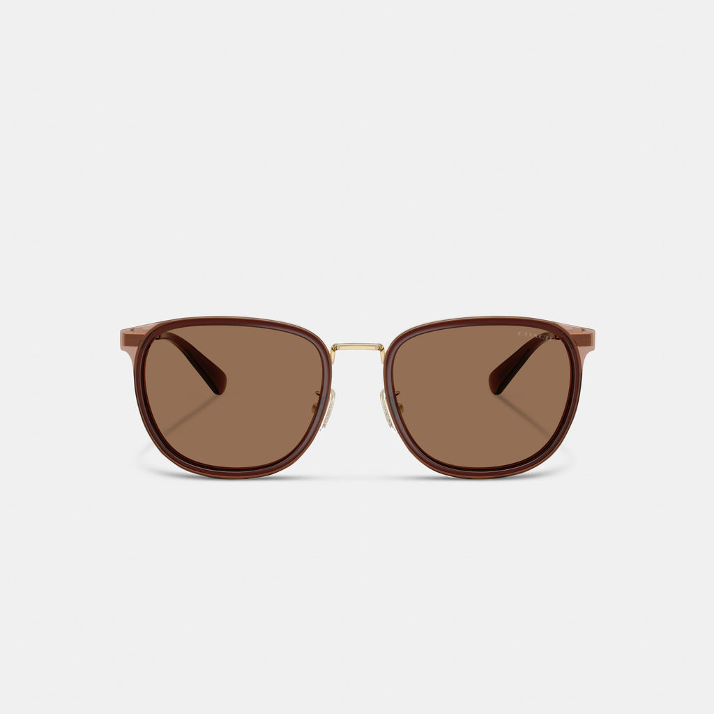 Coach Metal Square Sunglasses - Satin Light Gold / Brown (2)