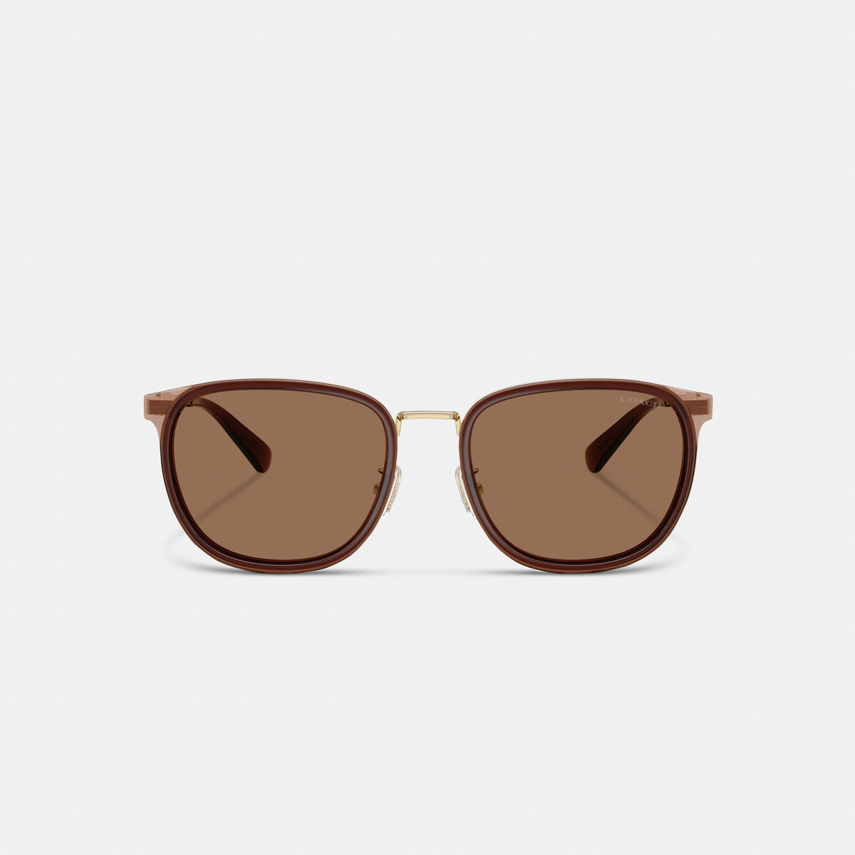 Coach Metal Square Sunglasses - Satin Light Gold / Brown (2)