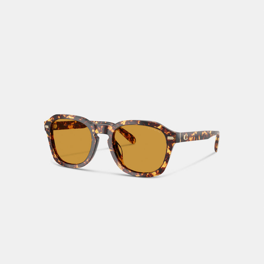 Coach C Hardware Round Sunglasses - Mustard Tortise (Women's)