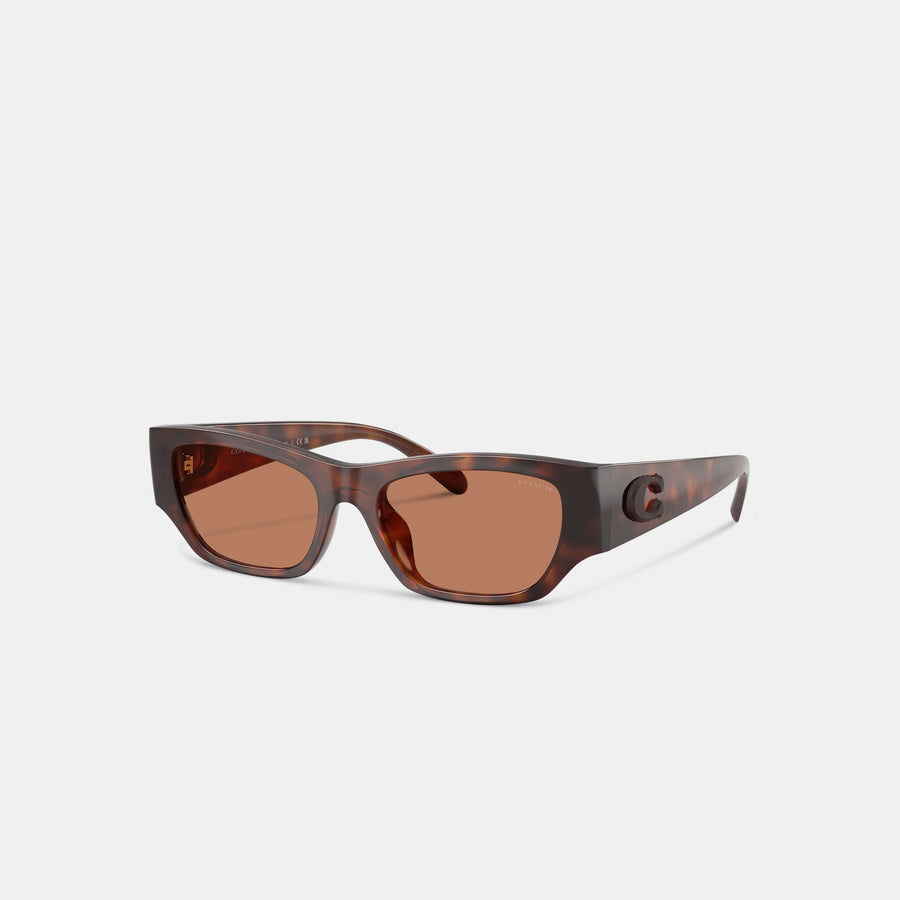 Coach Beveled C Narrow Cat Eye Sunglasses - Dark Tortoise (Women's)