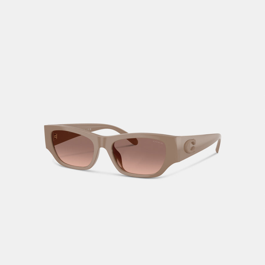 Coach Beveled C Narrow Cat Eye Sunglasses - Light Brown (Women's)