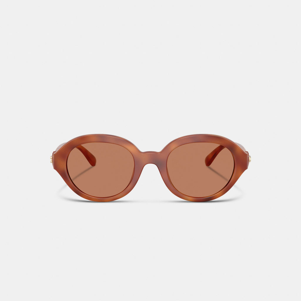 Coach C Heart Round Sunglasses - Caramel Tortoise (Women's)