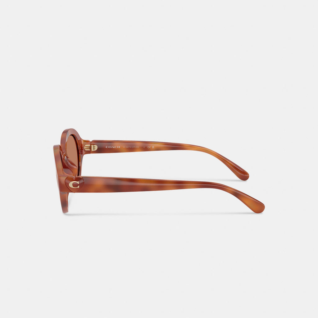 Coach C Heart Round Sunglasses - Caramel Tortoise (Women's)