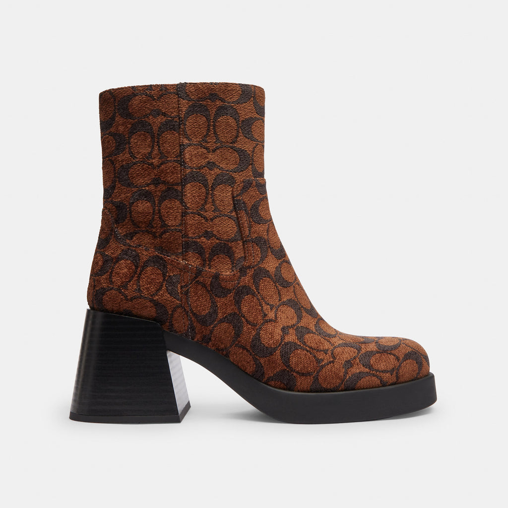Coach Block Heel Boot In Signature Chenille - Truffle (2)