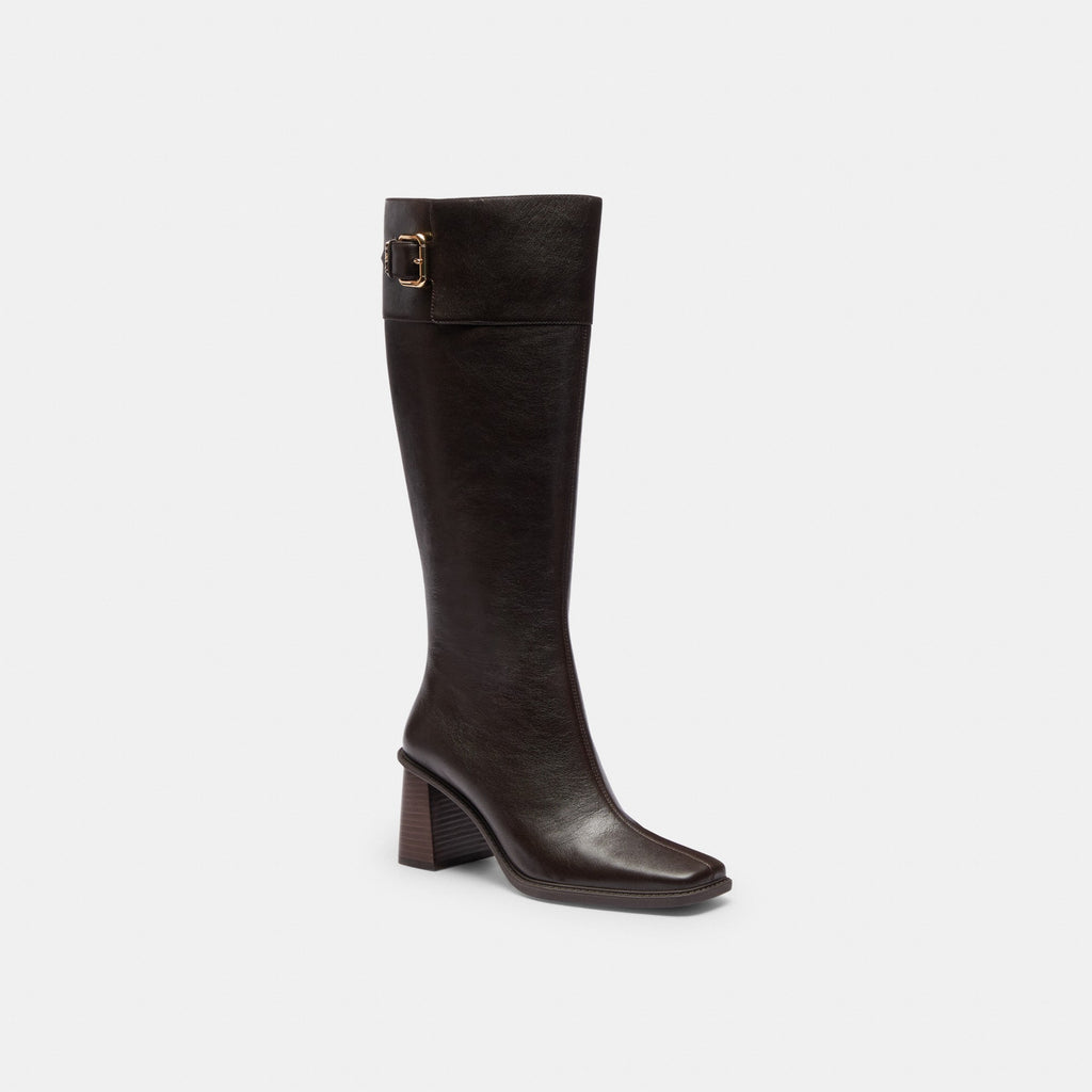 Coach Heeled Buckle Boot - Chocolate Brown (Women's)
