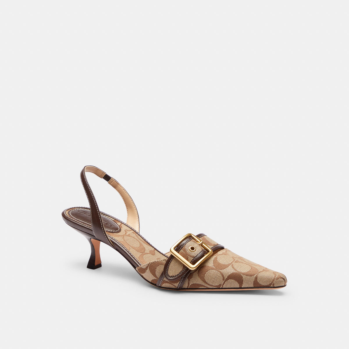 Coach Margot Slingback In Signature Sateen Jacquard - Khaki/Maple