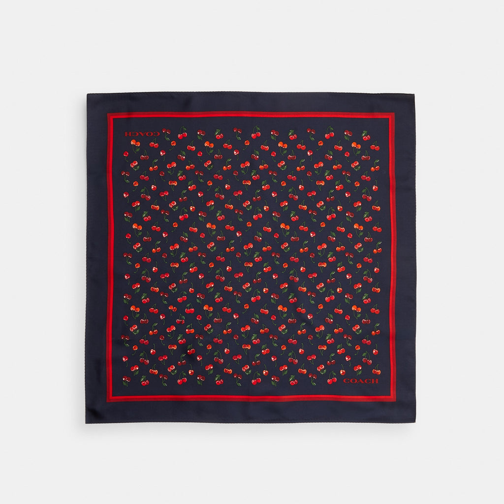 Coach Cherry Mix Print Silk Bandana - Navy Multi (Women's)