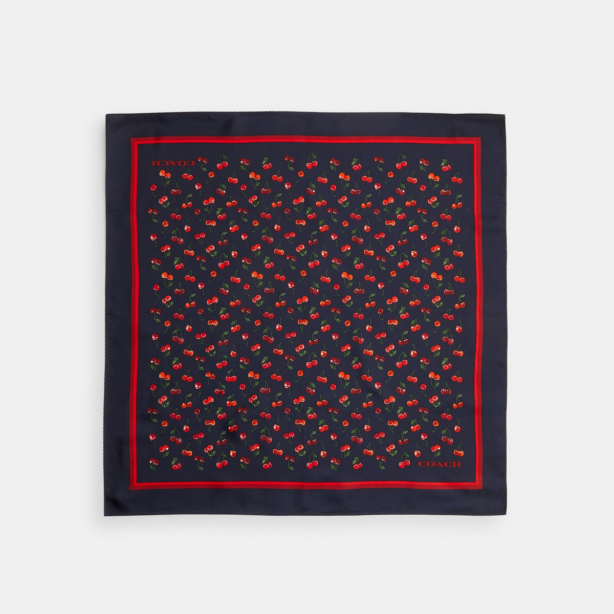 Coach Cherry Mix Print Silk Bandana - Navy Multi (Women's)