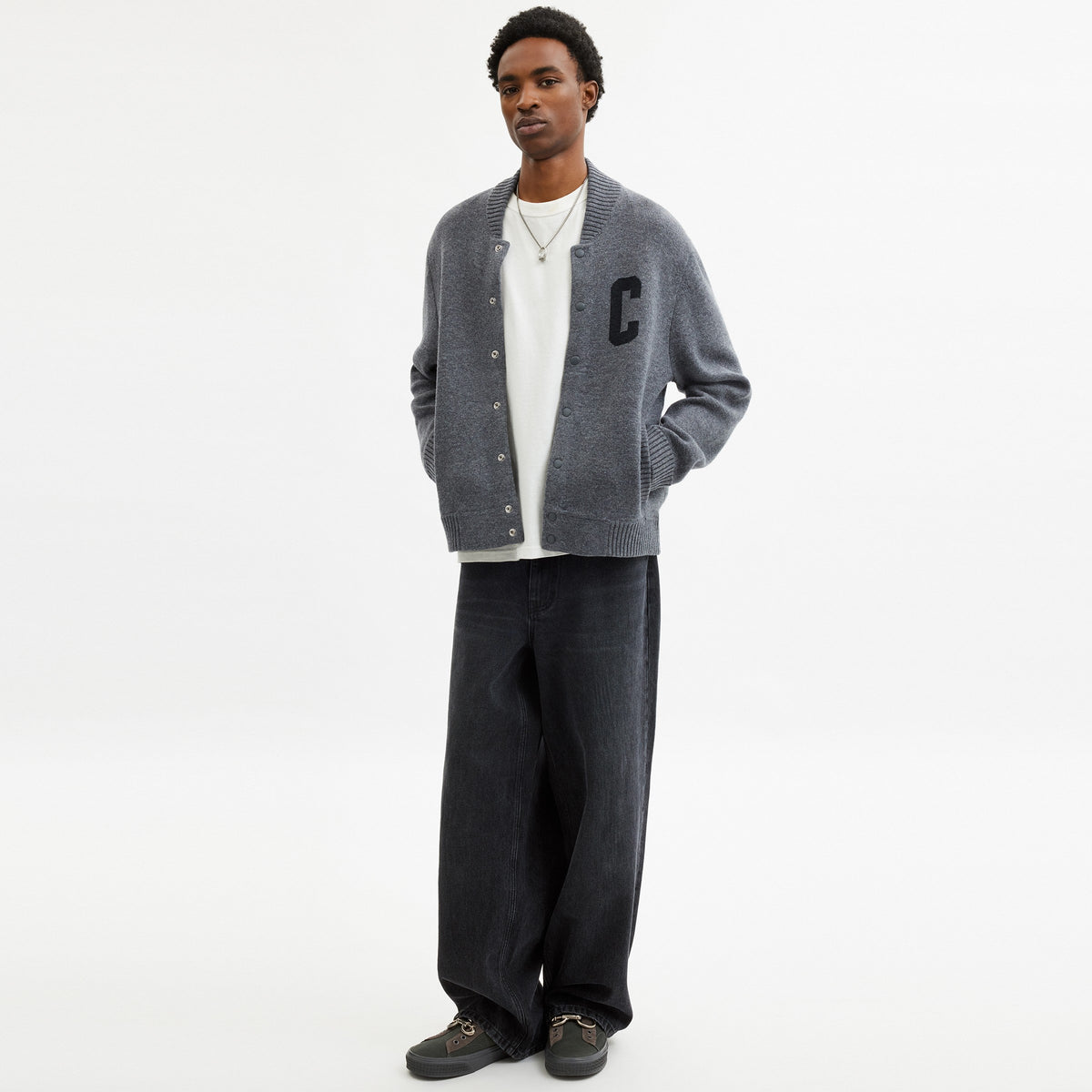 Coach Double Face Bomber Sweater - Dark Grey (2)