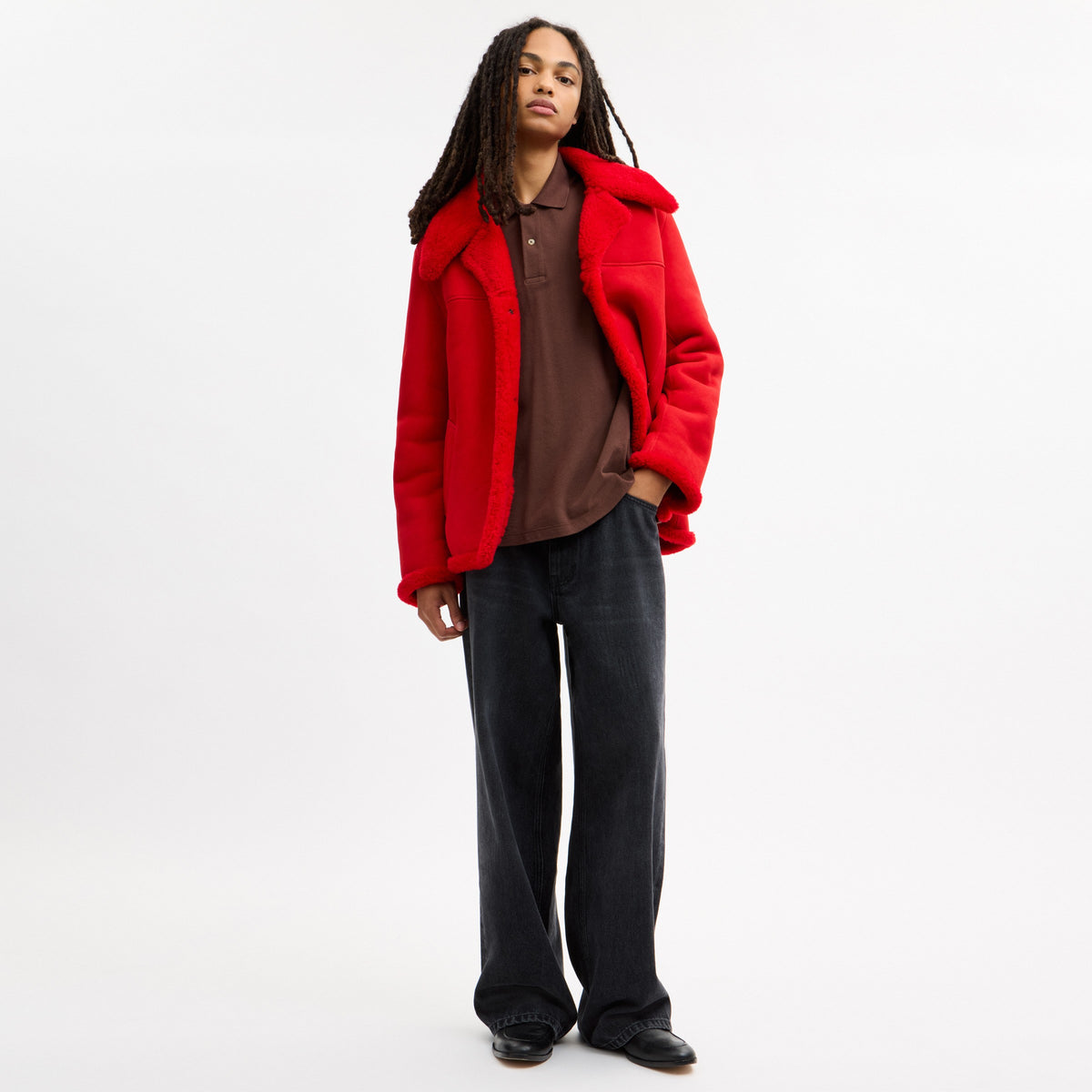 Coach Shearling Dock Workers Jacket - Red (2)
