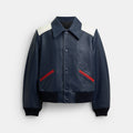 Coach Leather Varsity Jacket - Navy Multi