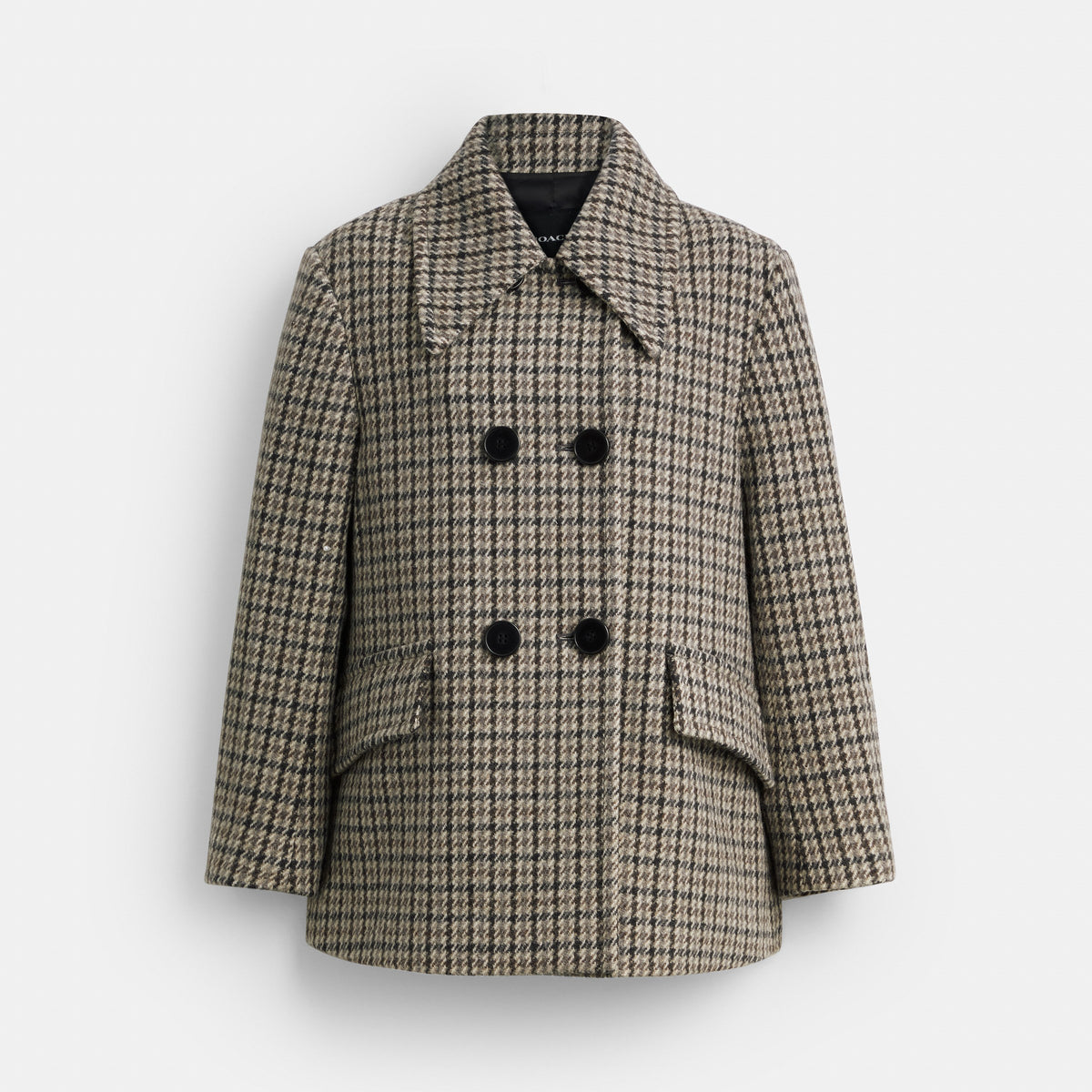 Coach Houndstooth Wool Coat - Black/White Multi