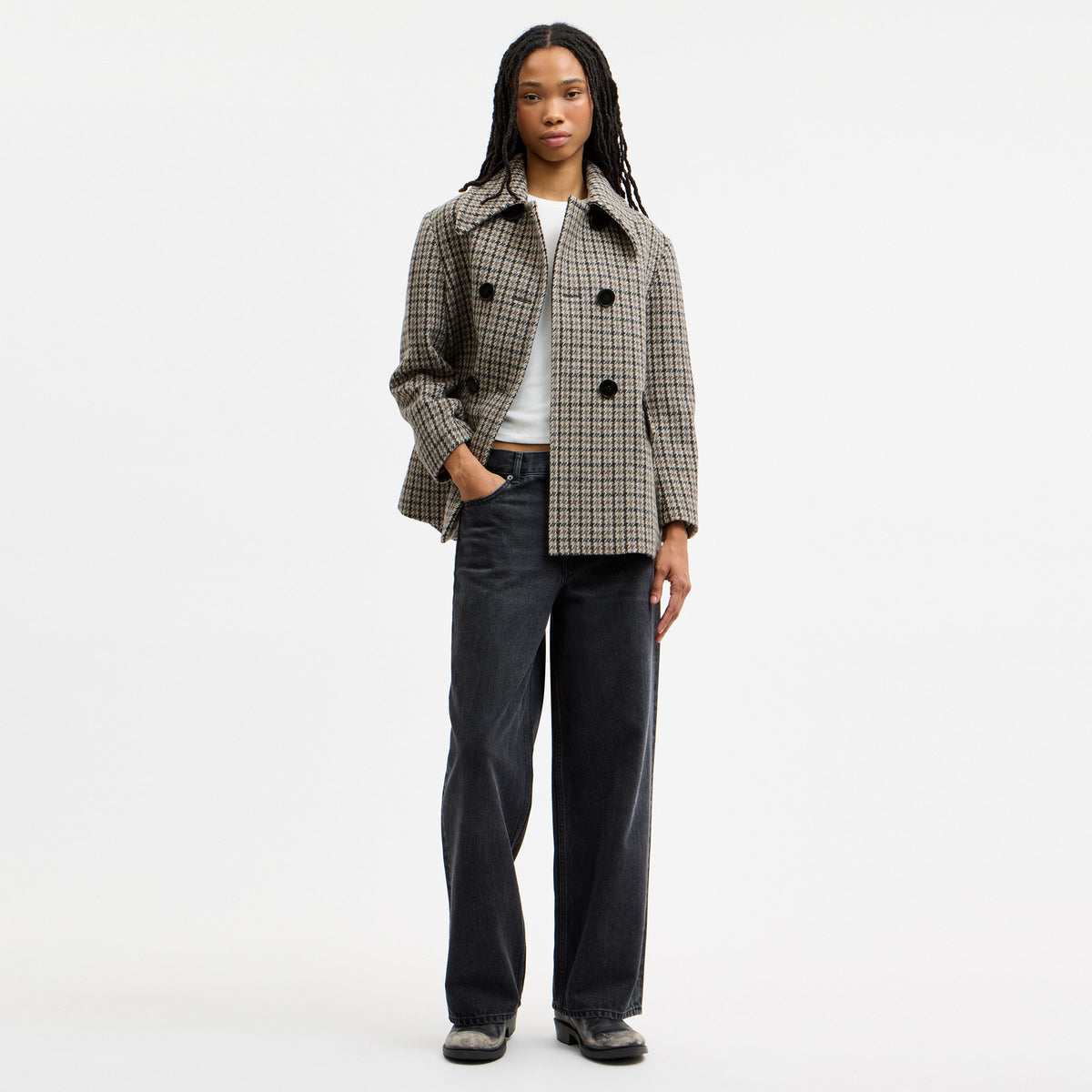 Coach Houndstooth Wool Coat - Black/White Multi (2)
