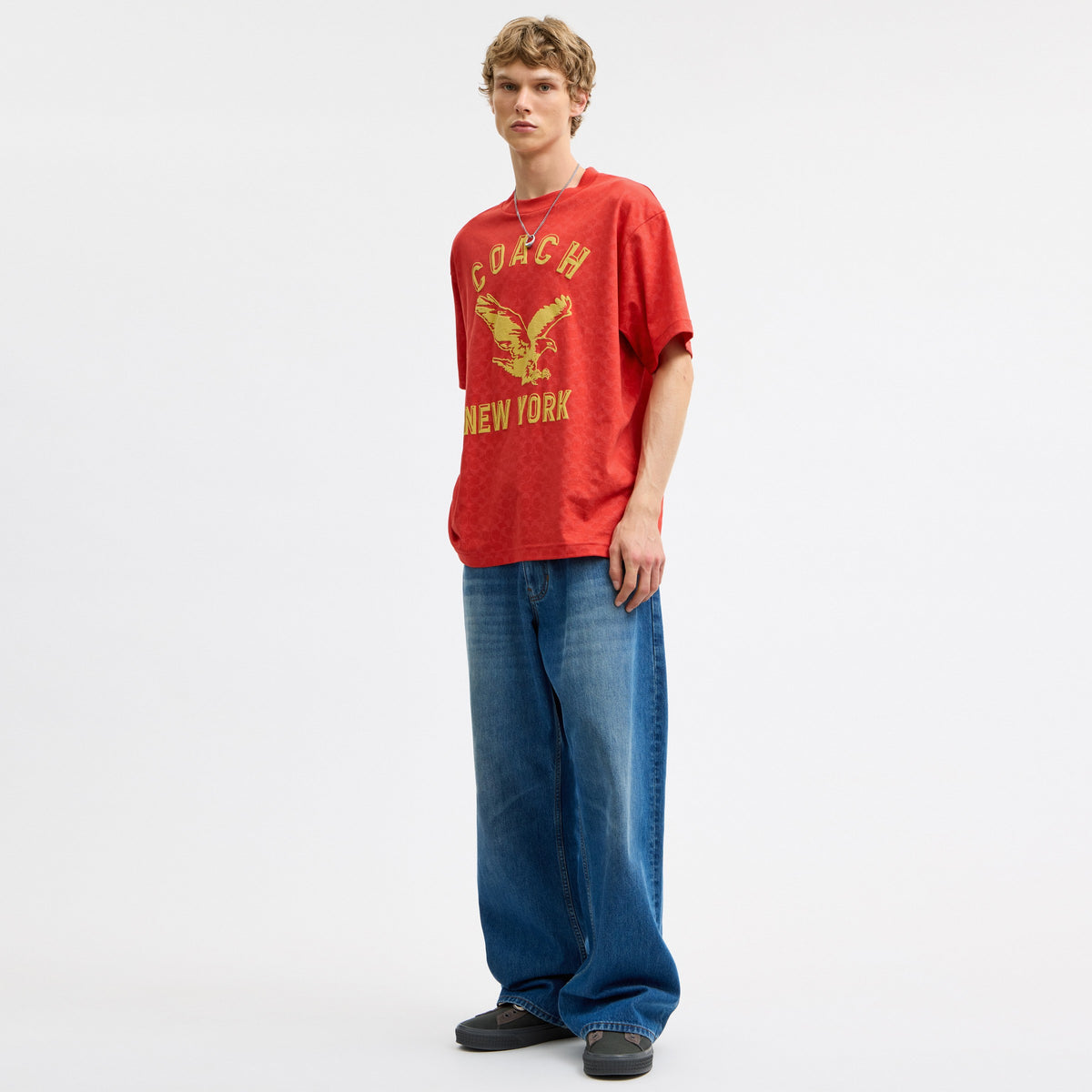 Coach Eagle Short Sleeve Relaxed T-Shirt In Organic Cotton - Red (2)