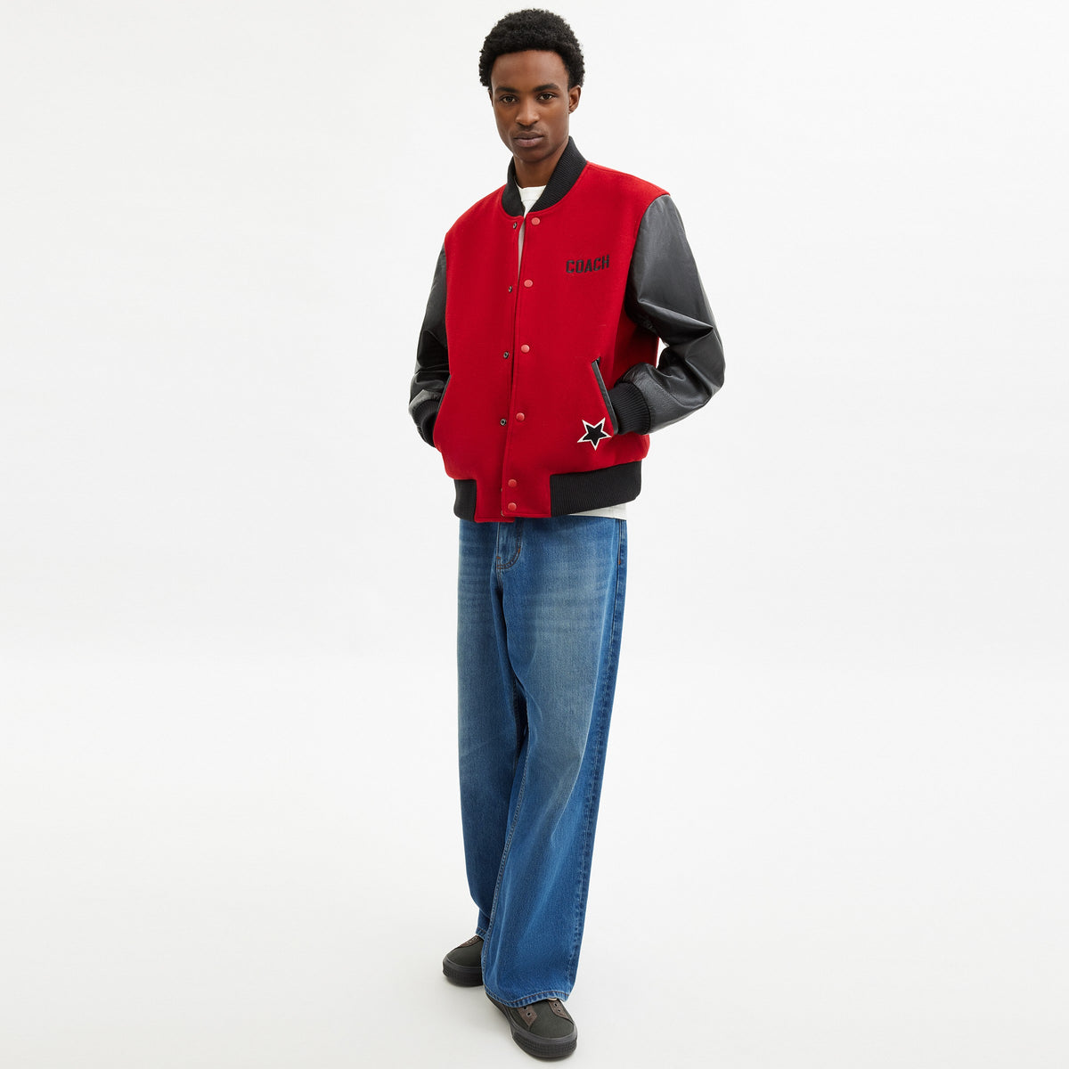 Coach Wool Leather Varsity Jacket - Red (3)