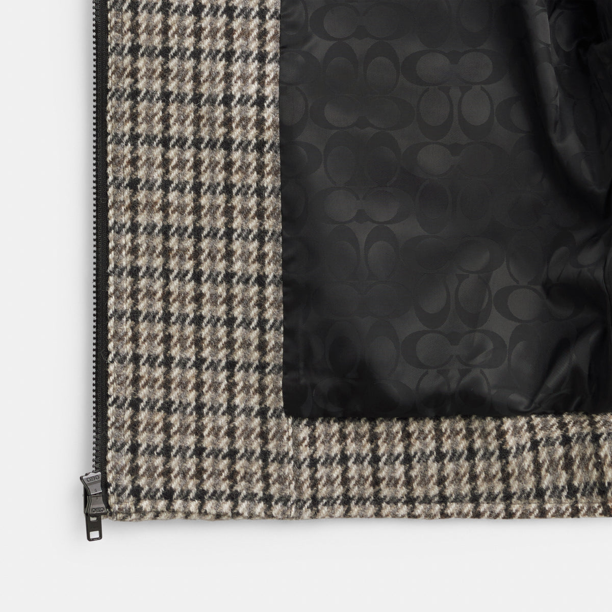 Coach Houndstooth Short Wool Coat - Dark Grey (2)
